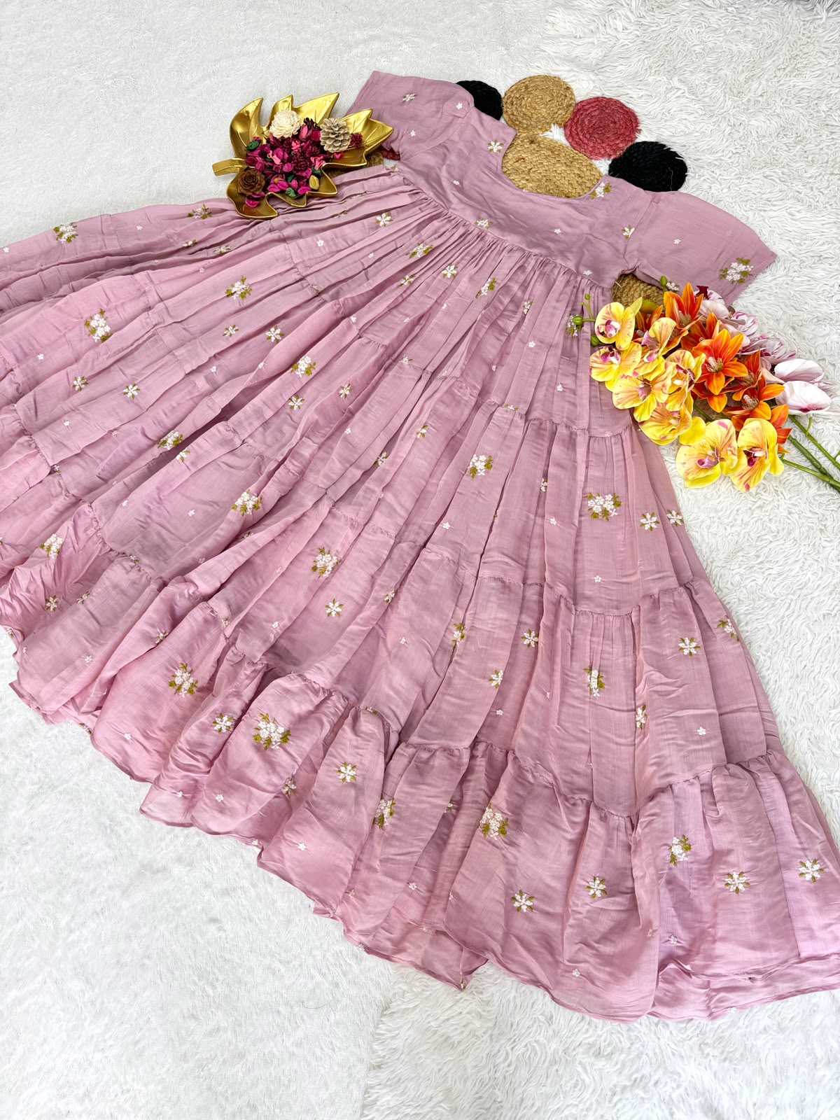 YNF Wholesale Cotton Embroidery Gowns  | Surat Manufacturer