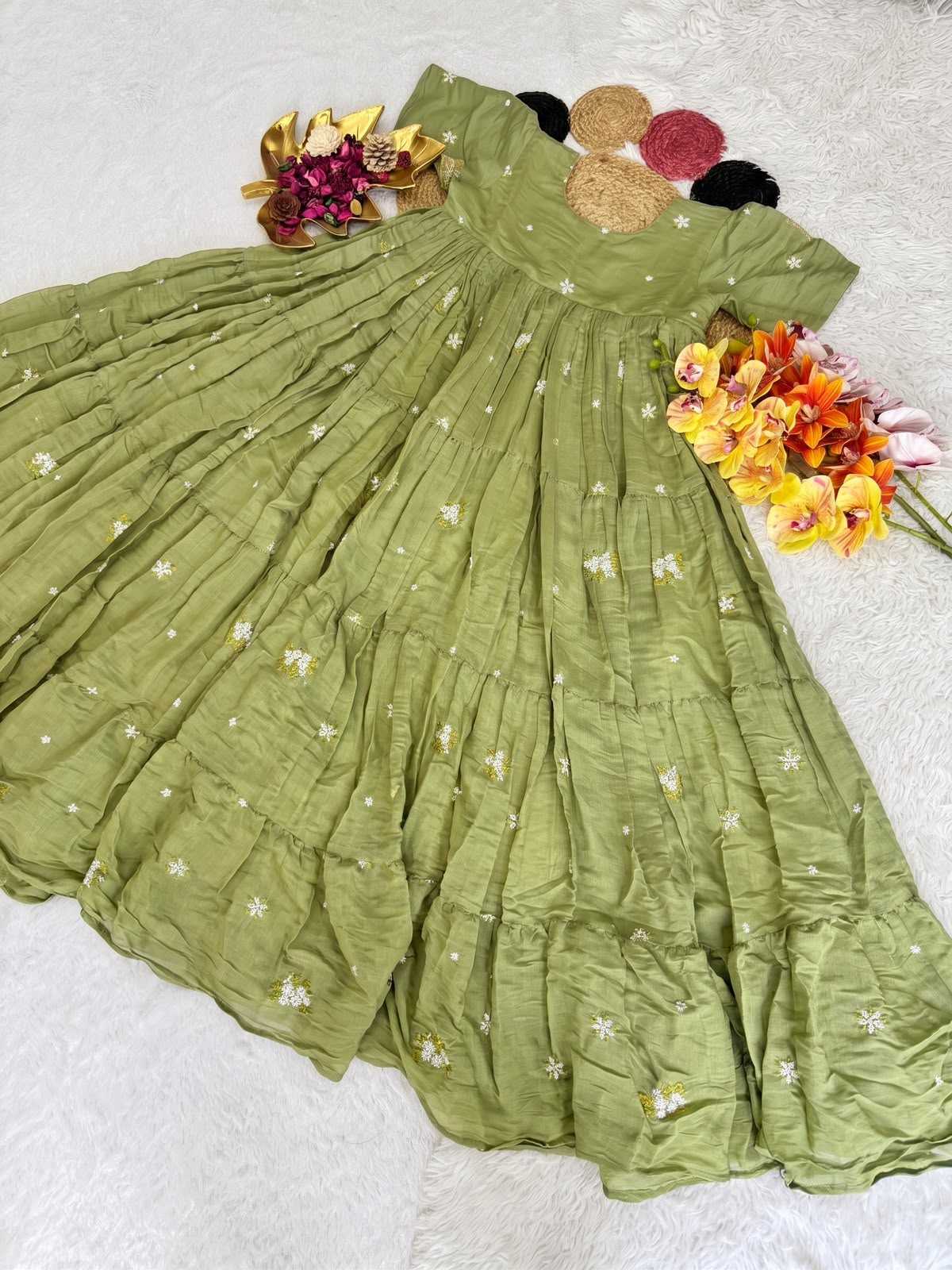 YNF Wholesale Cotton Embroidery Gowns  | Surat Manufacturer