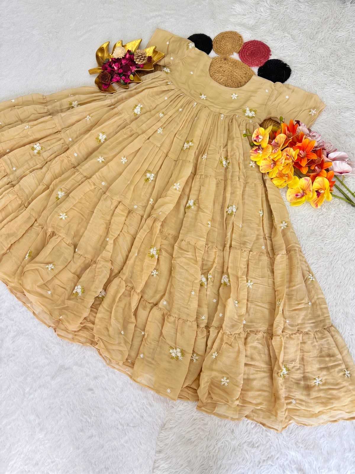 YNF Wholesale Cotton Embroidery Gowns  | Surat Manufacturer