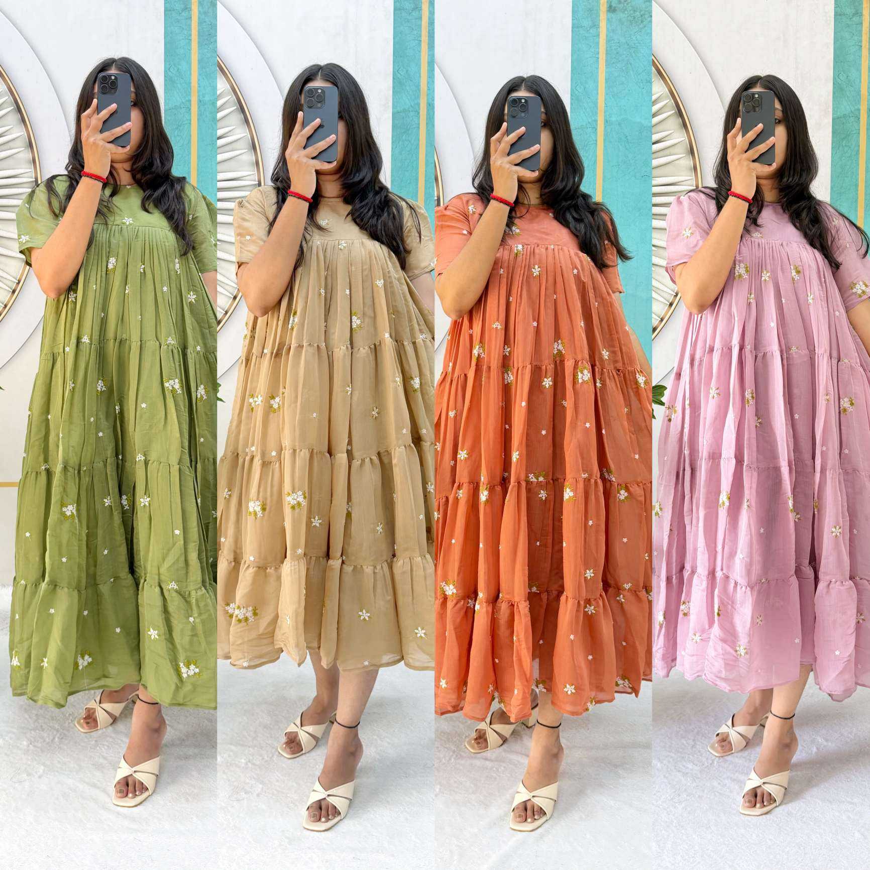 YNF Wholesale Cotton Embroidery Gowns  | Surat Manufacturer