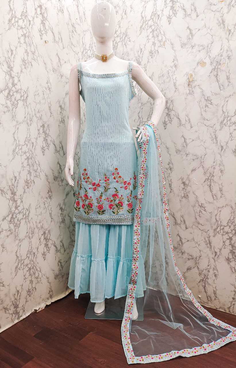 YNF Wholesale Georgette Embroidery Suits KESH129 001 | Surat Manufacturer
