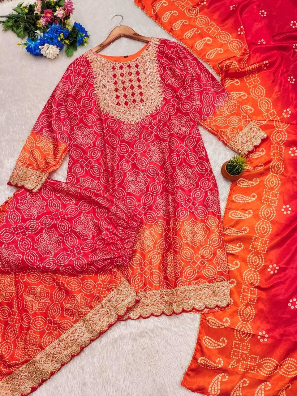 YNF Wholesale Chinon Silk Printed Suits  | Surat Manufacturer