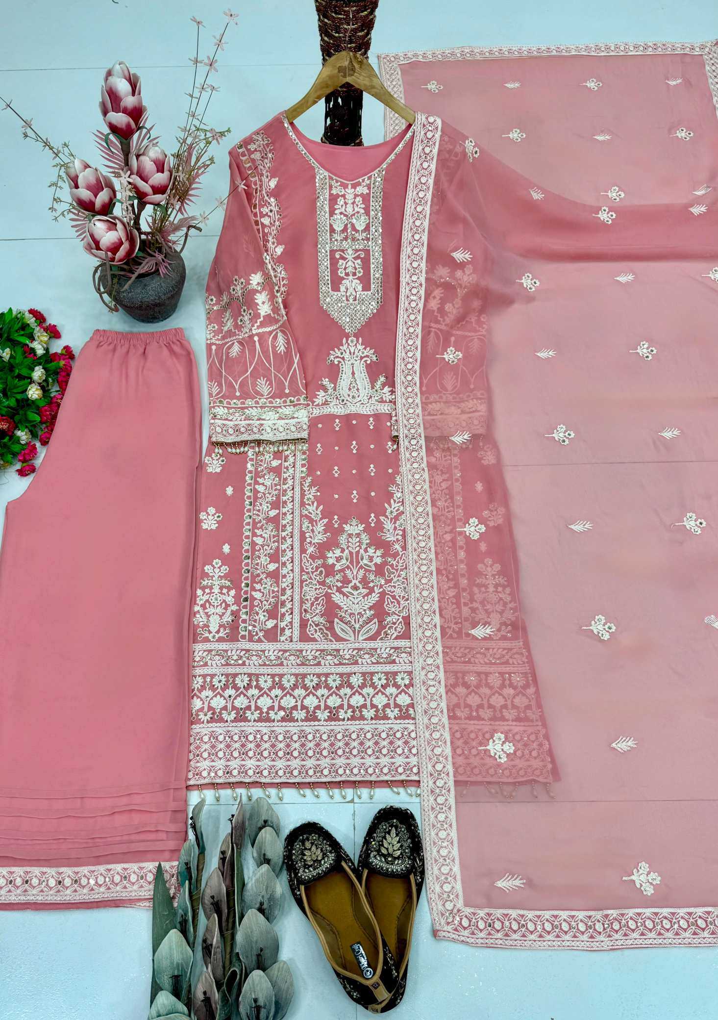 YNF Wholesale Faux Georgette Embroidery Suits  | Surat Manufacturer