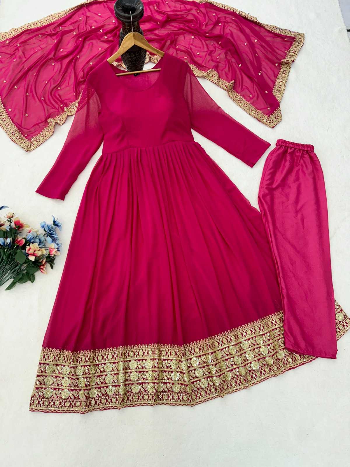 YNF Wholesale Faux Georgette Embroidery Gowns  | Surat Manufacturer