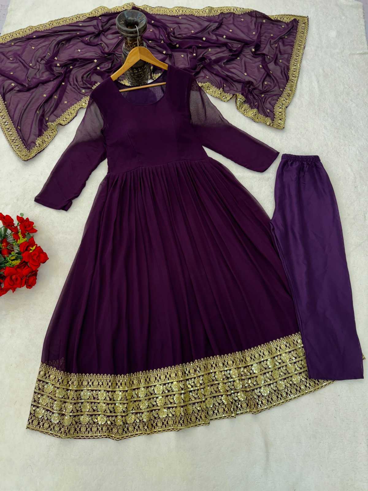 YNF Wholesale Faux Georgette Embroidery Gowns  | Surat Manufacturer