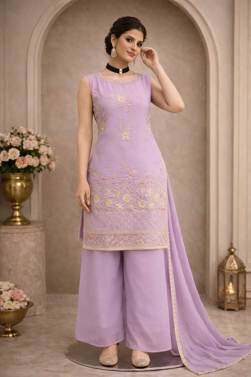 YNF Wholesale Faux Georgette Embroidery Suits  | Surat Manufacturer