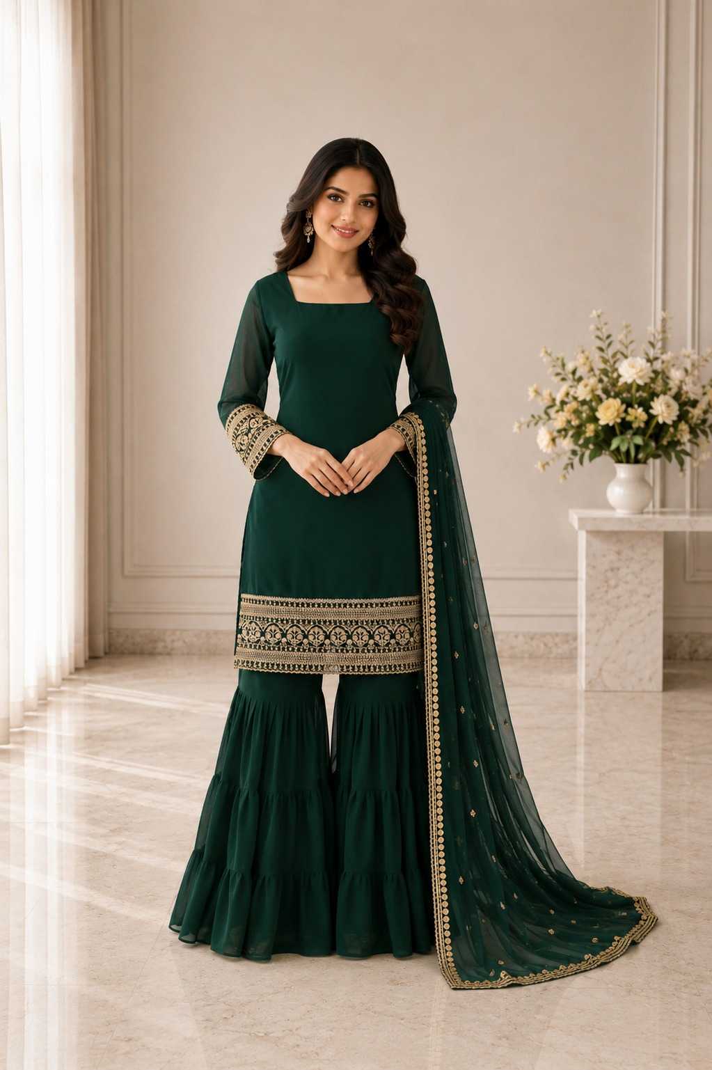YNF Wholesale Faux Georgette Embroidery Suits  | Surat Manufacturer