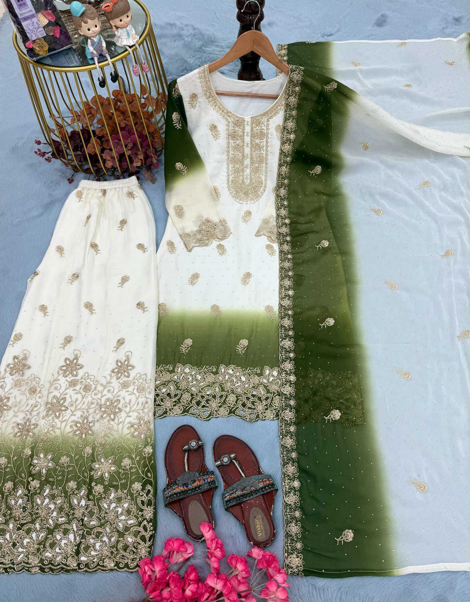 YNF Wholesale Georgette Palazzo Suit  | Surat Manufacturer