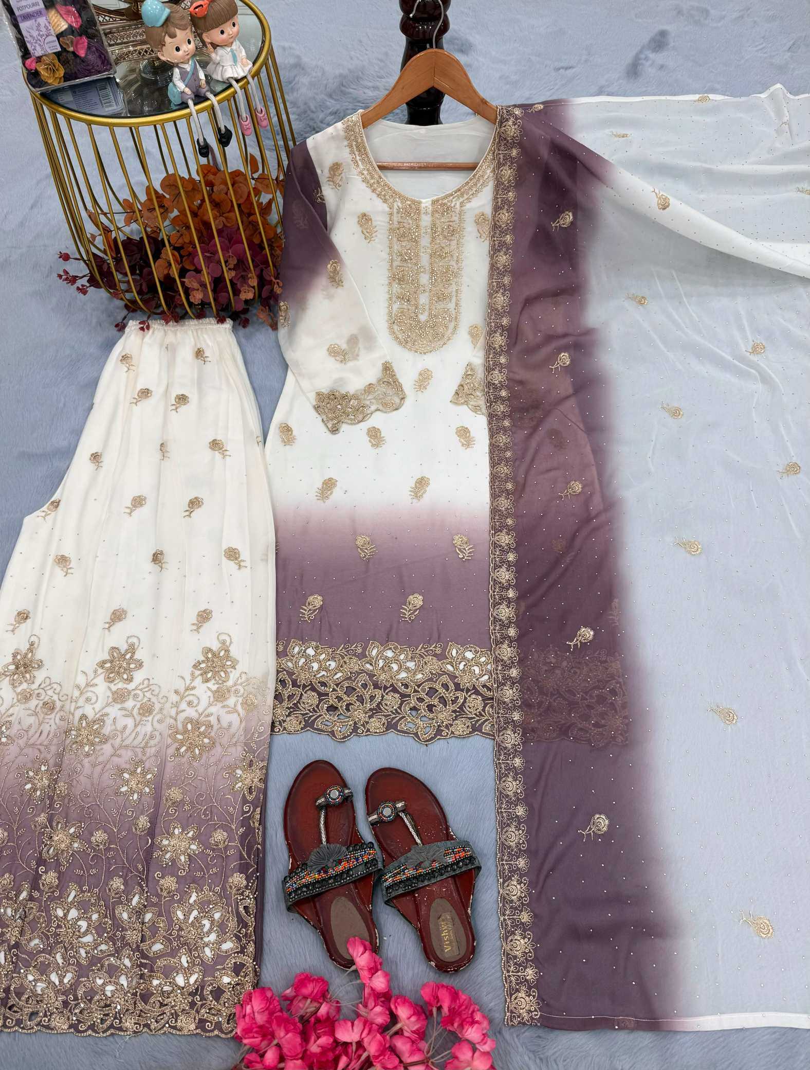 YNF Wholesale Georgette Palazzo Suit  | Surat Manufacturer