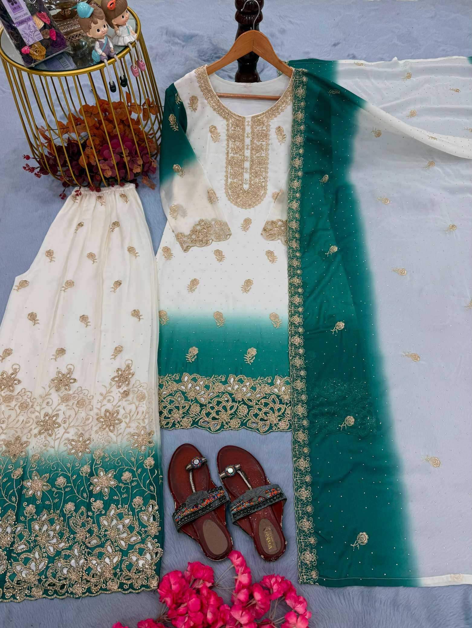 YNF Wholesale Georgette Palazzo Suit  | Surat Manufacturer