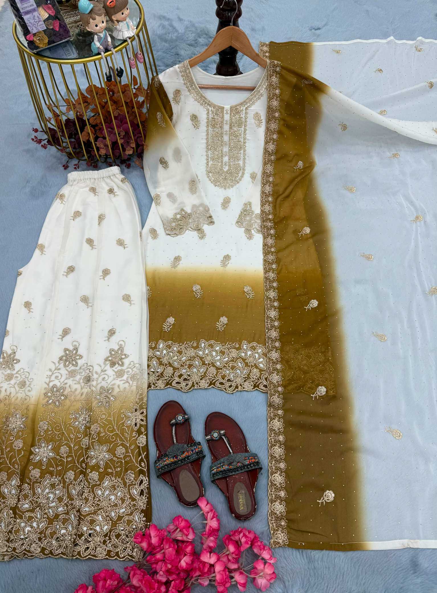 YNF Wholesale Georgette Palazzo Suit  | Surat Manufacturer