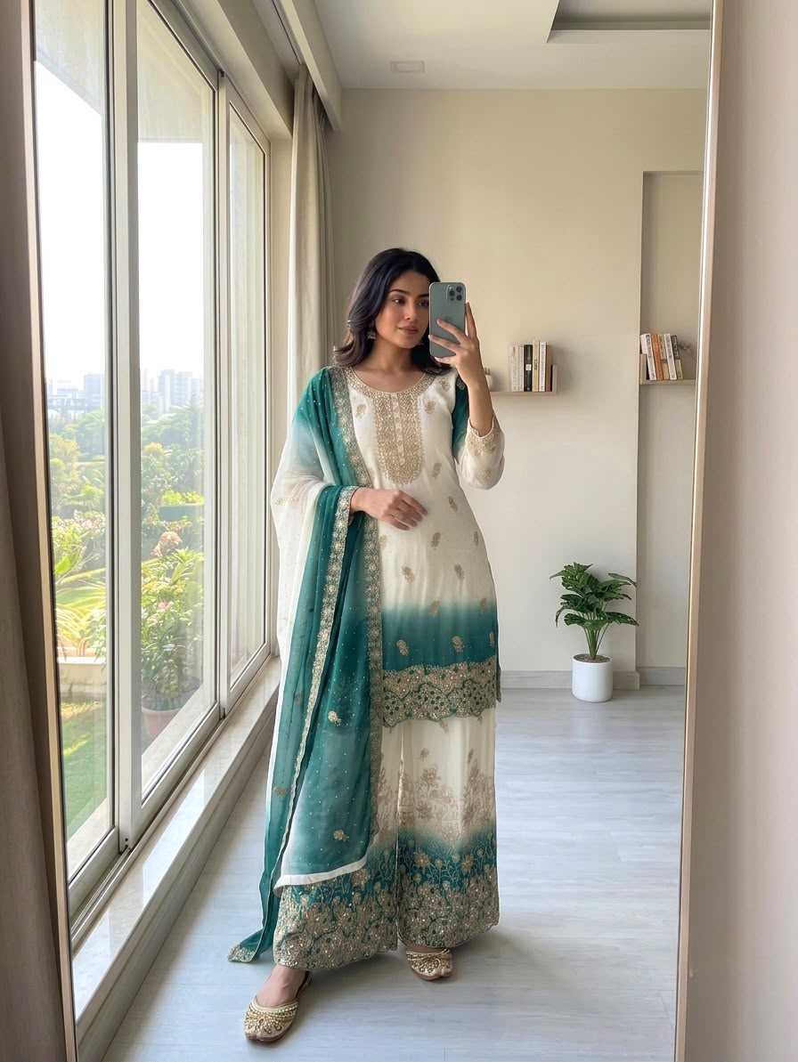 YNF Wholesale Georgette Palazzo Suit  | Surat Manufacturer