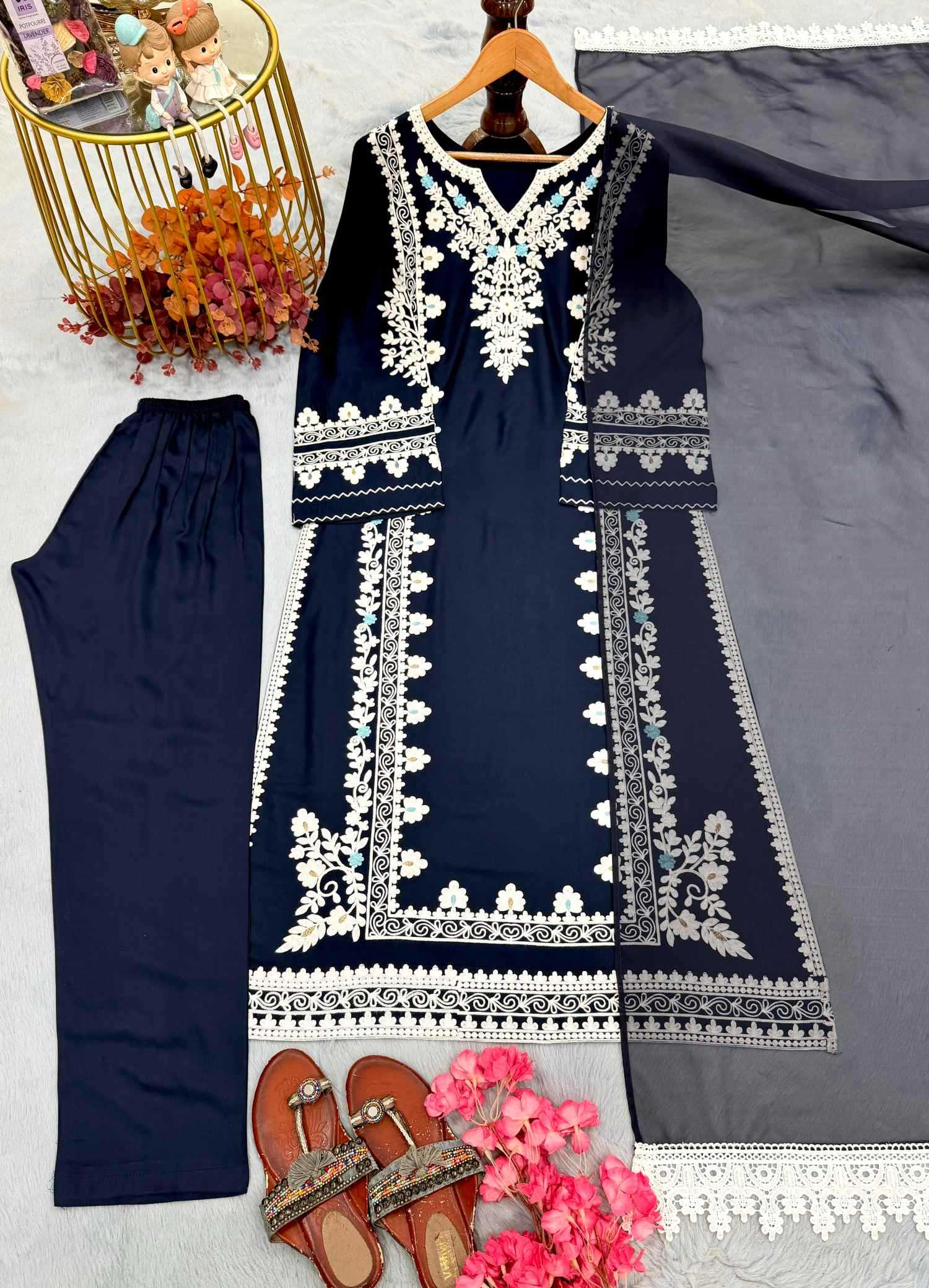 YNF Wholesale Satin Embroidery Suits  | Surat Manufacturer