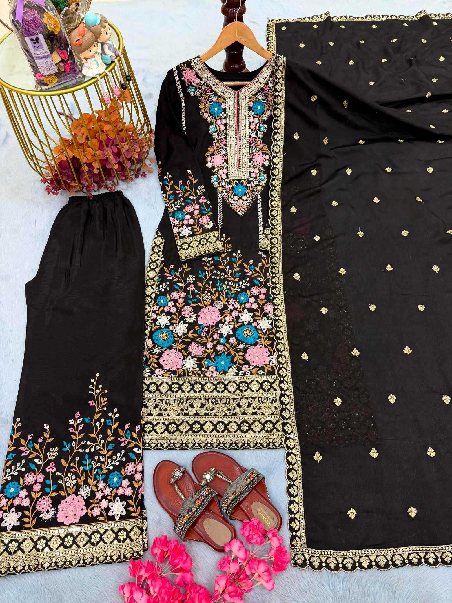 YNF Wholesale Chinon Silk Embroidery Suits  | Surat Manufacturer