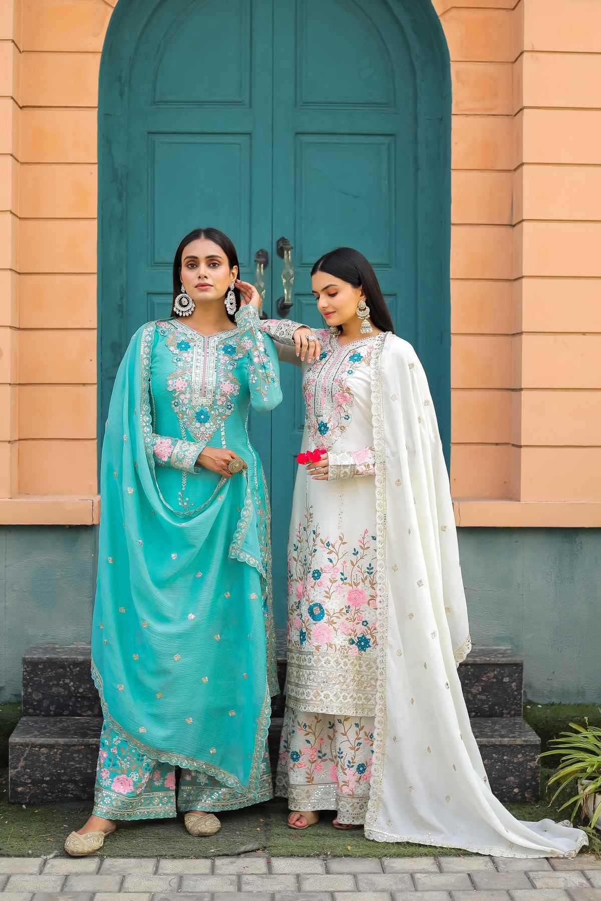 YNF Wholesale Chinon Silk Embroidery Suits  | Surat Manufacturer