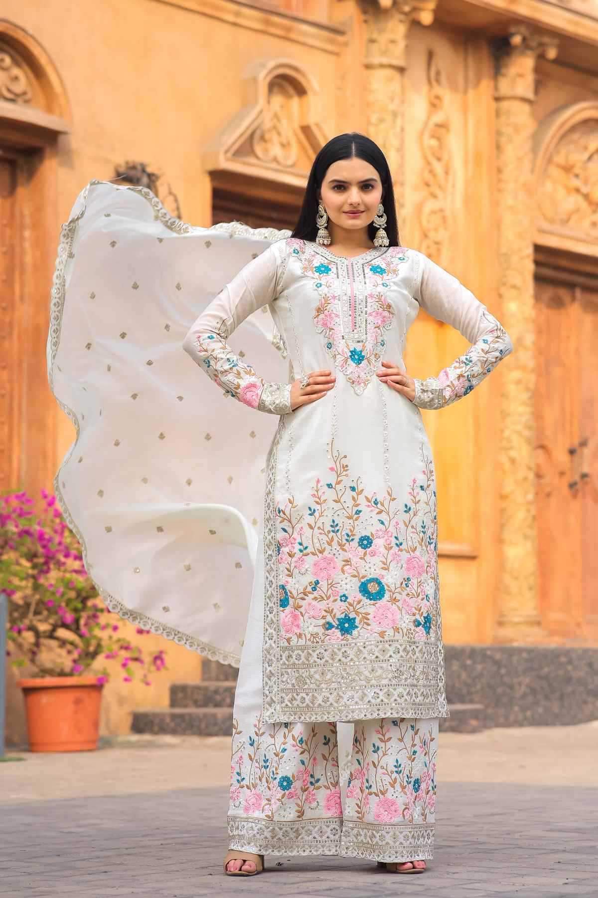 YNF Wholesale Chinon Silk Embroidery Suits  | Surat Manufacturer
