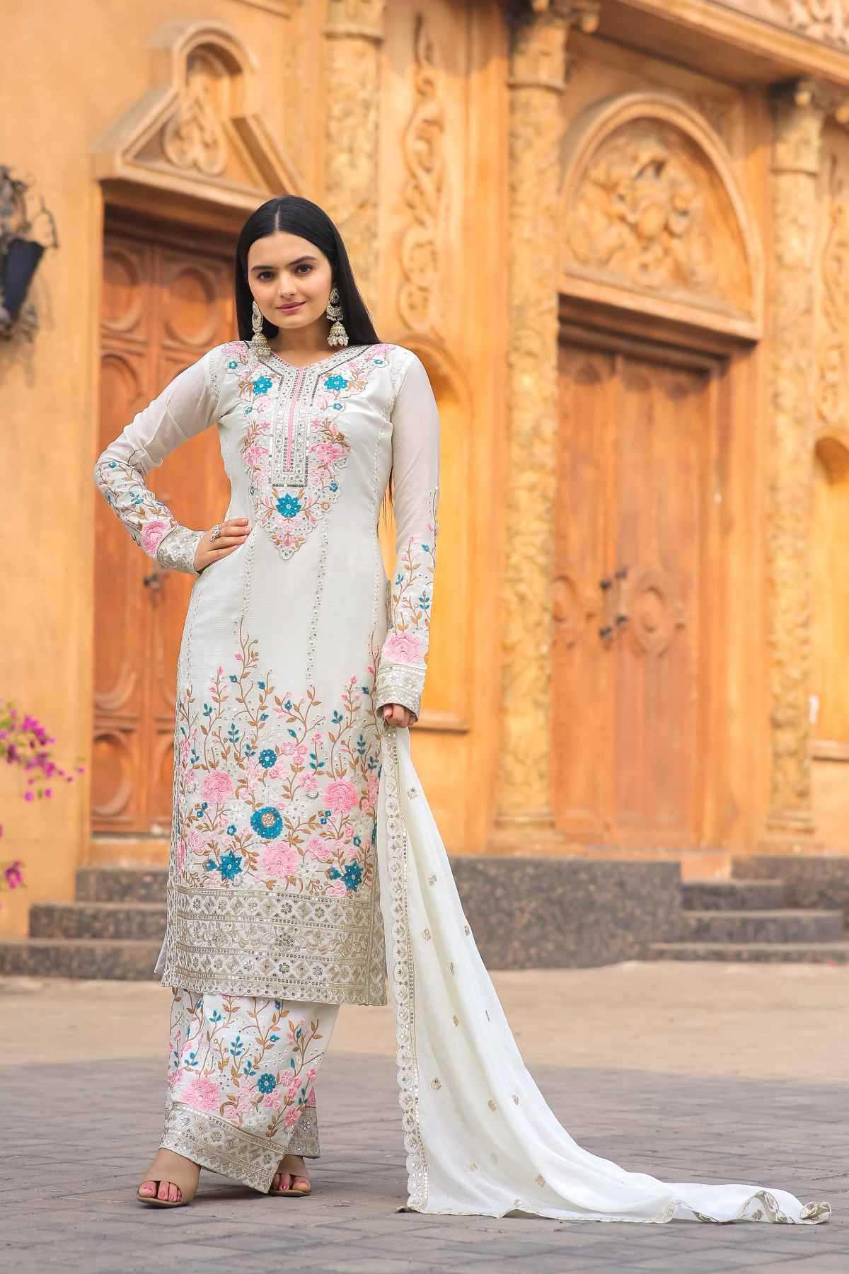 YNF Wholesale Chinon Silk Embroidery Suits  | Surat Manufacturer