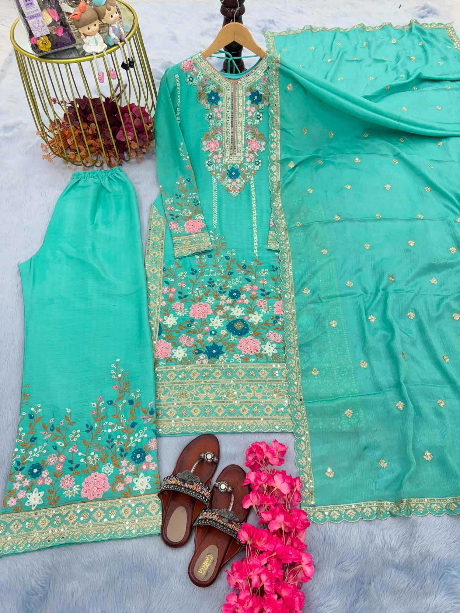 YNF Wholesale Chinon Silk Embroidery Suits  | Surat Manufacturer