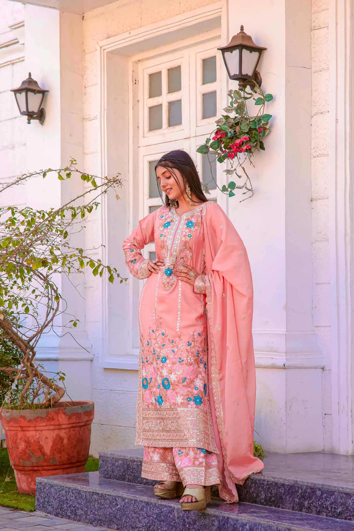 YNF Wholesale Chinon Silk Embroidery Suits  | Surat Manufacturer