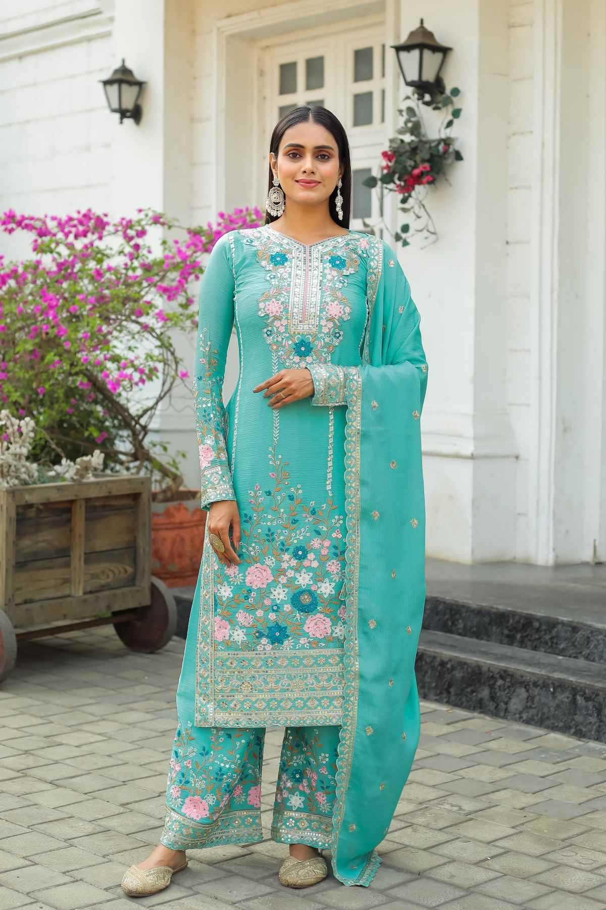 YNF Wholesale Chinon Silk Embroidery Suits  | Surat Manufacturer