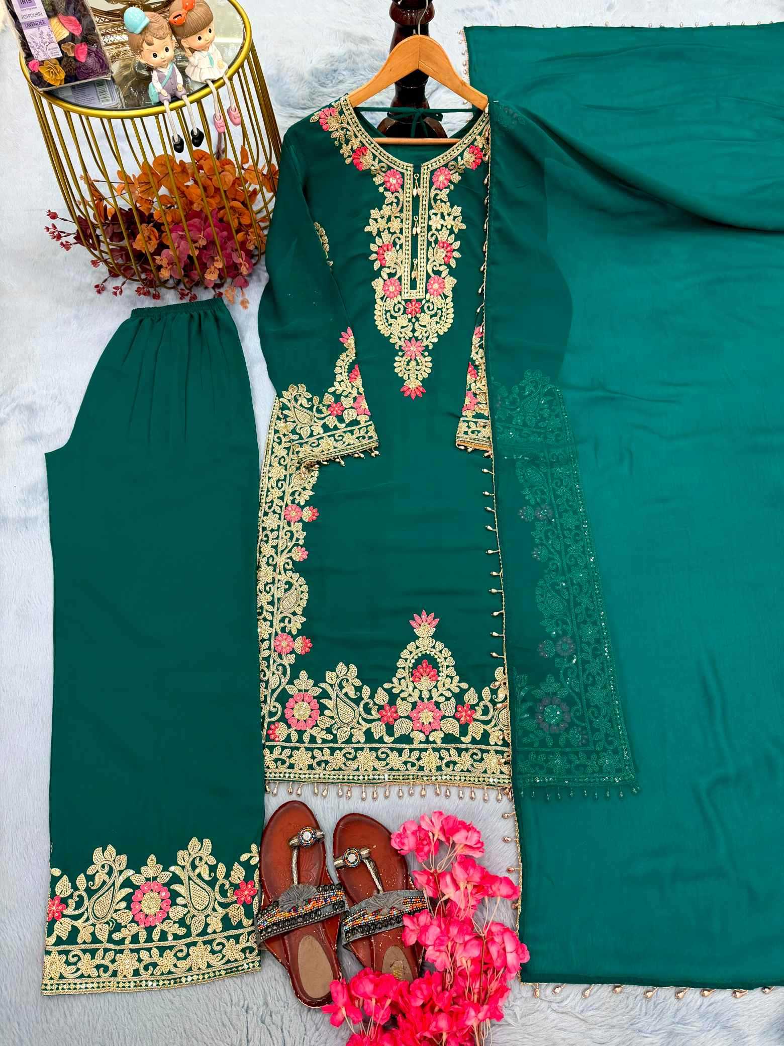 YNF Wholesale Faux Georgette Embroidery Suits  | Surat Manufacturer