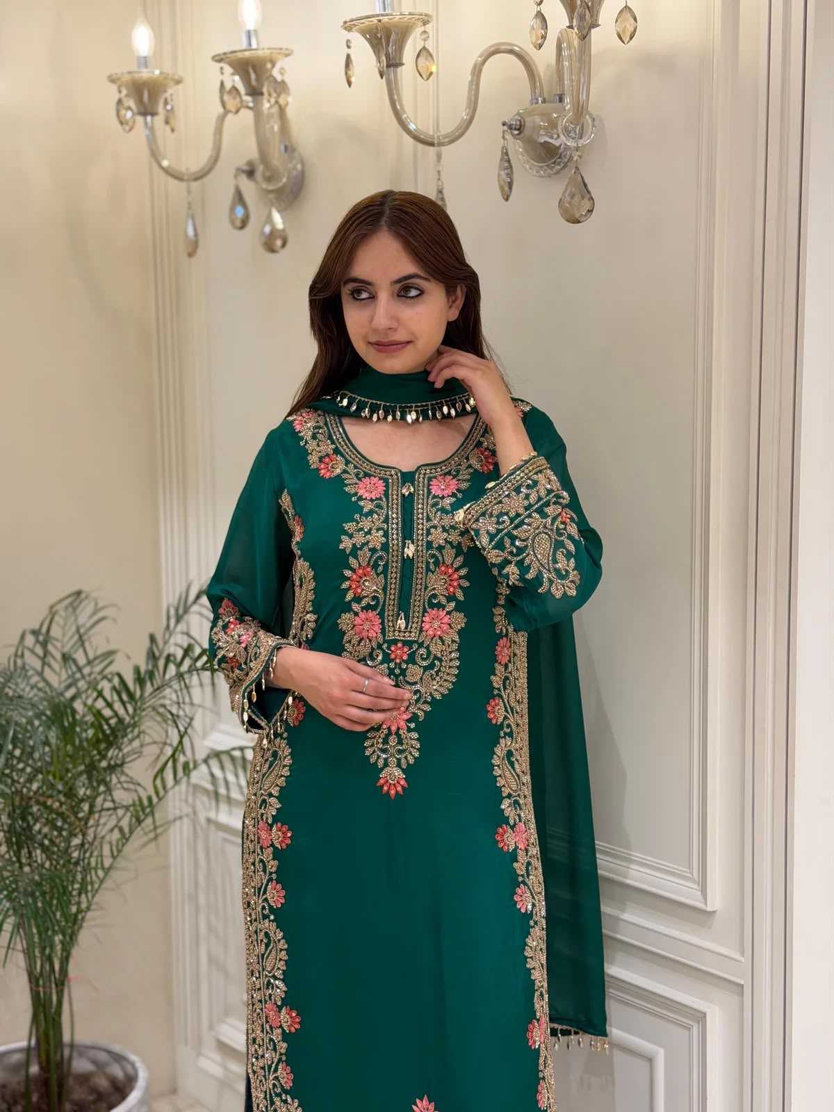 YNF Wholesale Faux Georgette Embroidery Suits  | Surat Manufacturer