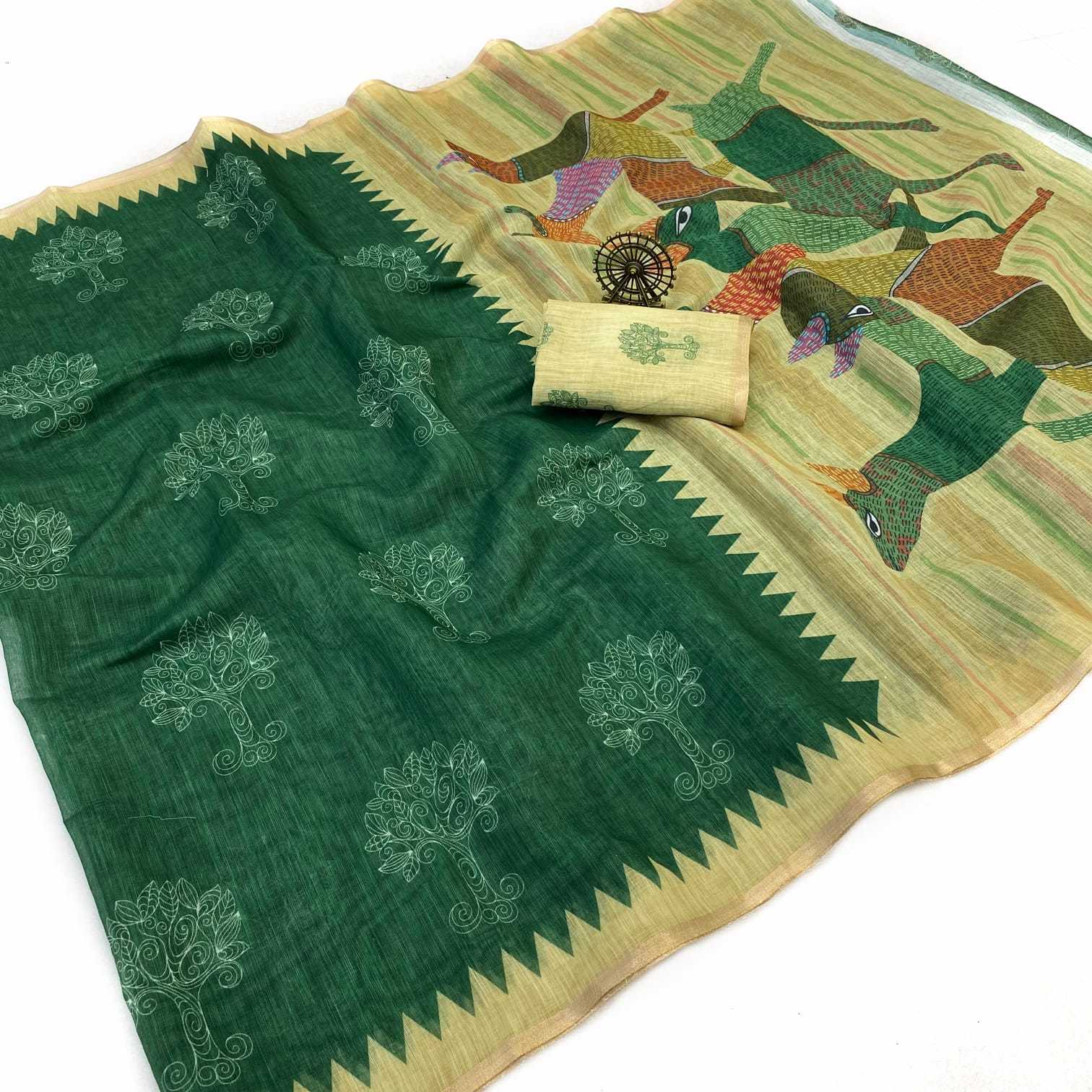 YNF Wholesale Linen Printed Sarees  | Surat Manufacturer