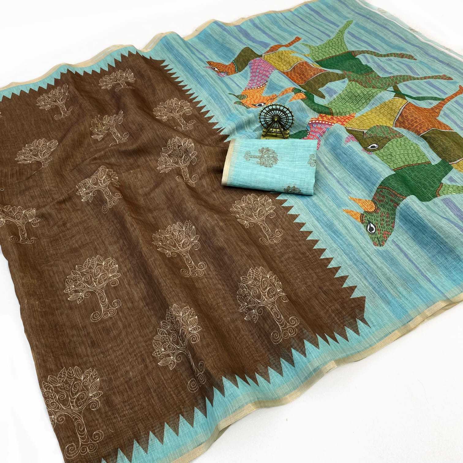 YNF Wholesale Linen Printed Sarees  | Surat Manufacturer