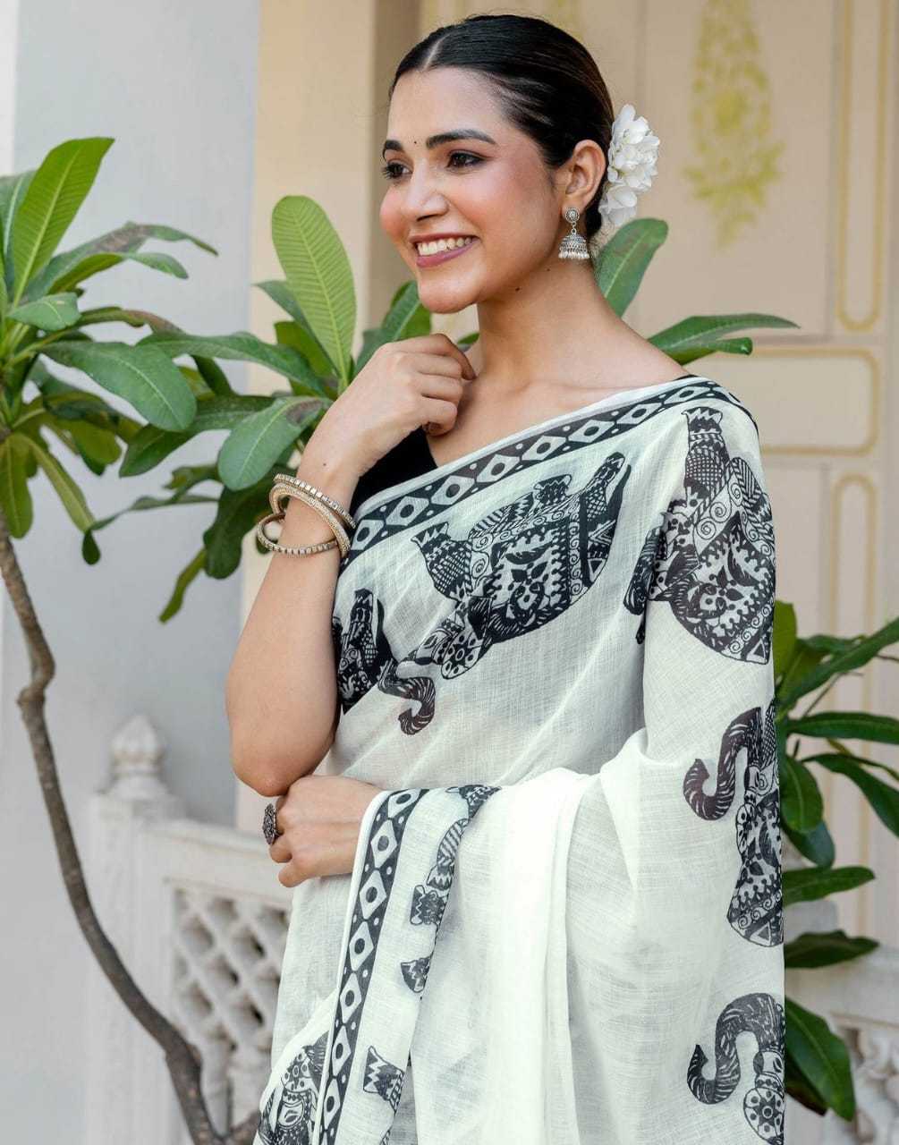 YNF Wholesale Linen Printed Sarees  | Surat Manufacturer