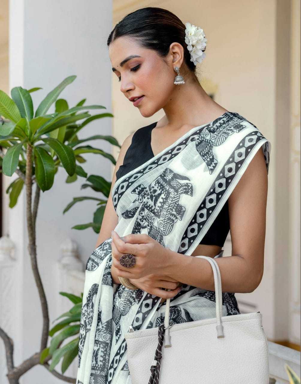 YNF Wholesale Linen Printed Sarees  | Surat Manufacturer