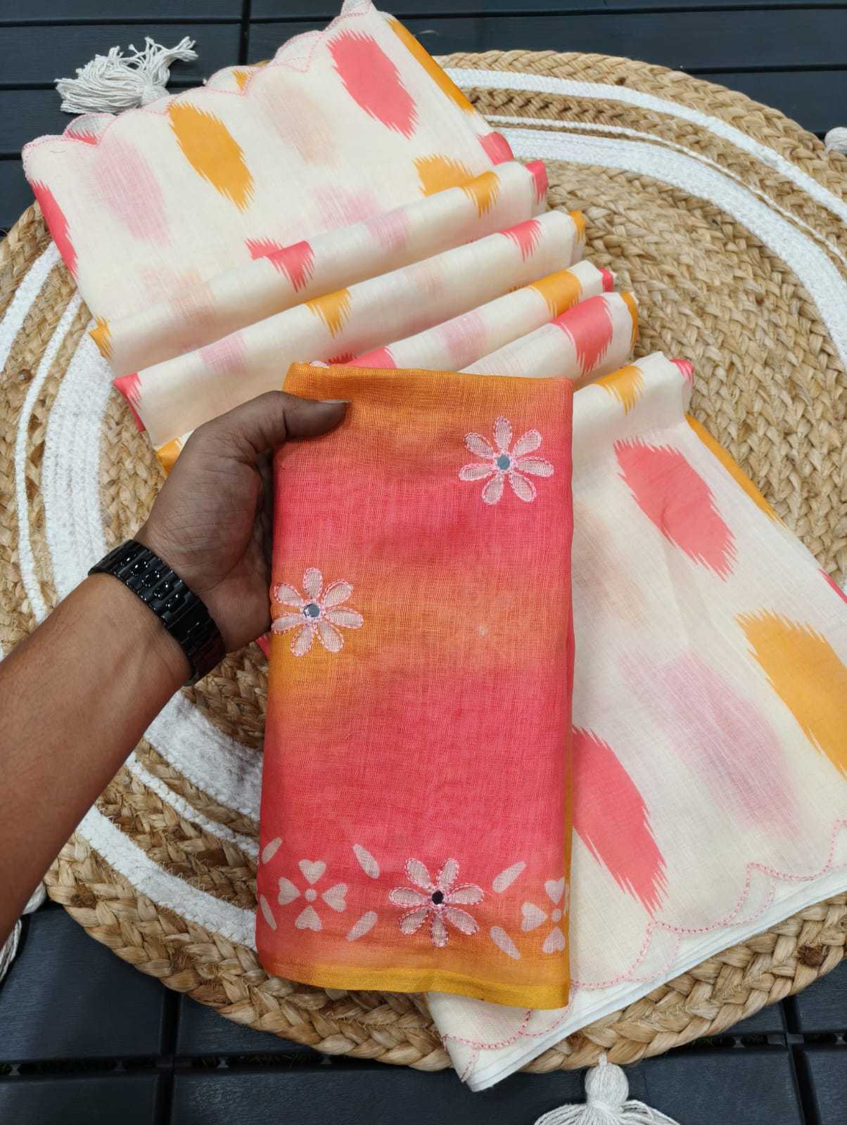 YNF Wholesale Linen Printed Sarees  | Surat Manufacturer