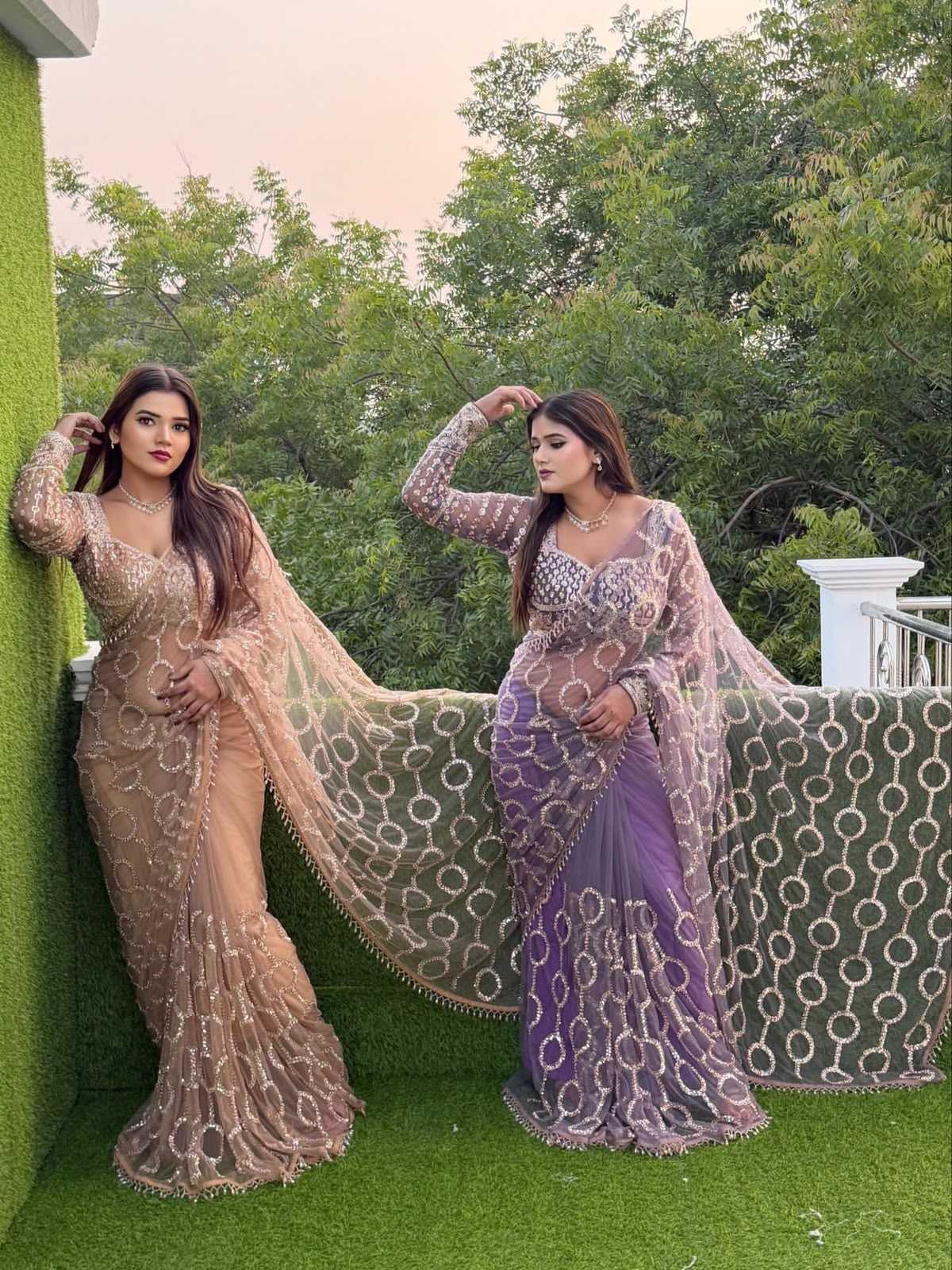 YNF Wholesale Soft Net Sequence Sarees  | Surat Manufacturer