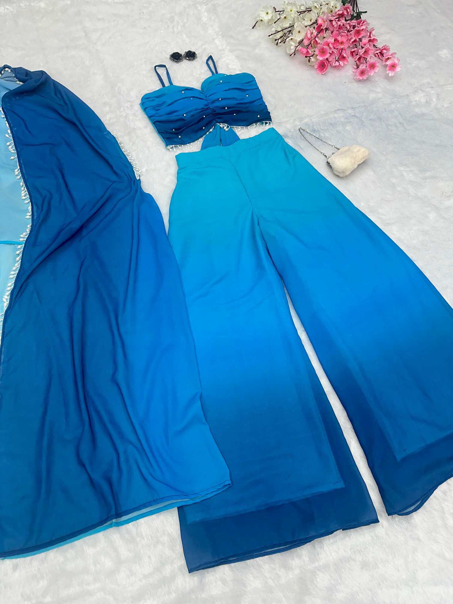 YNF Wholesale Georgette Palazzo Suit  | Surat Manufacturer