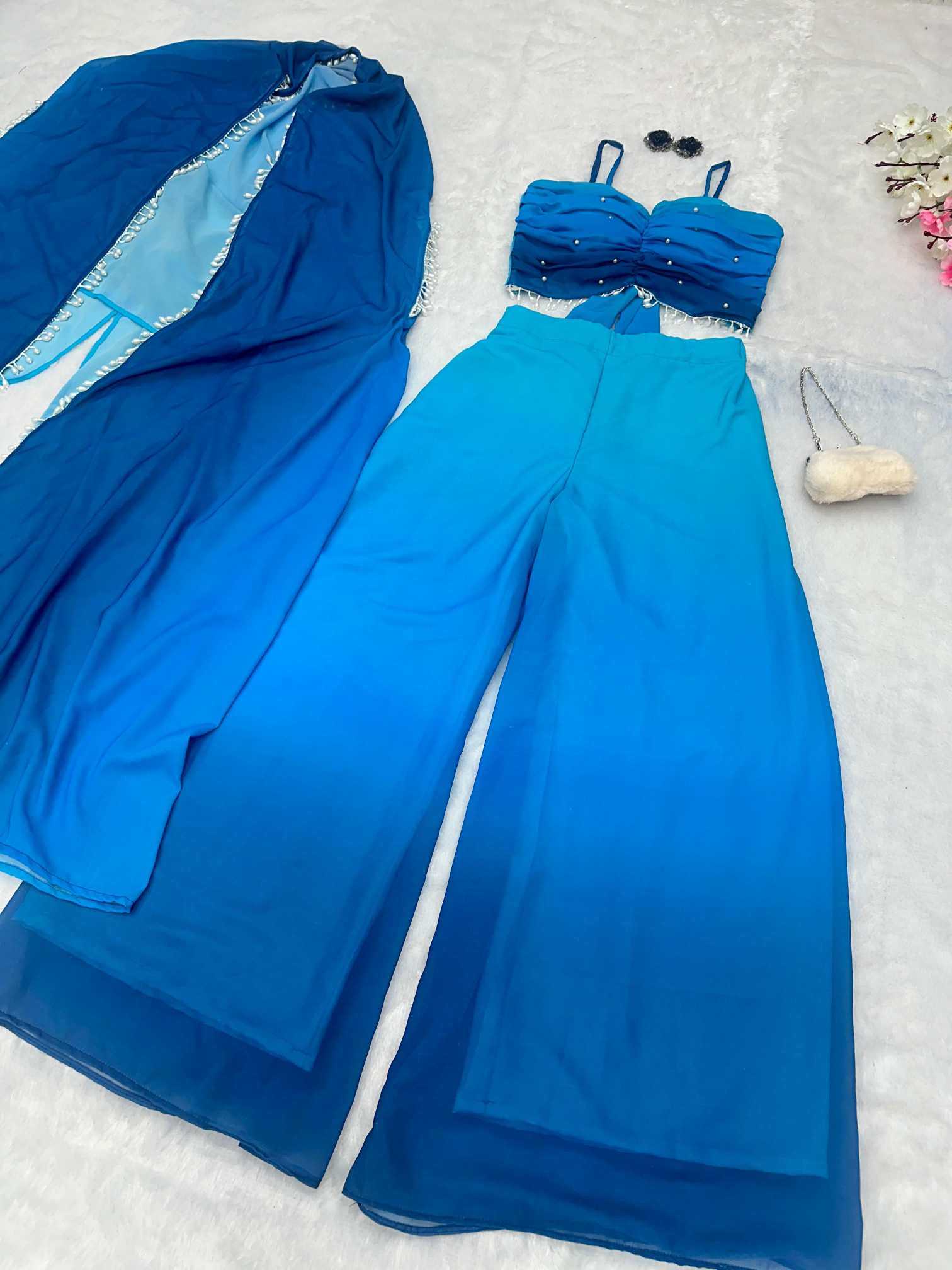 YNF Wholesale Georgette Palazzo Suit  | Surat Manufacturer