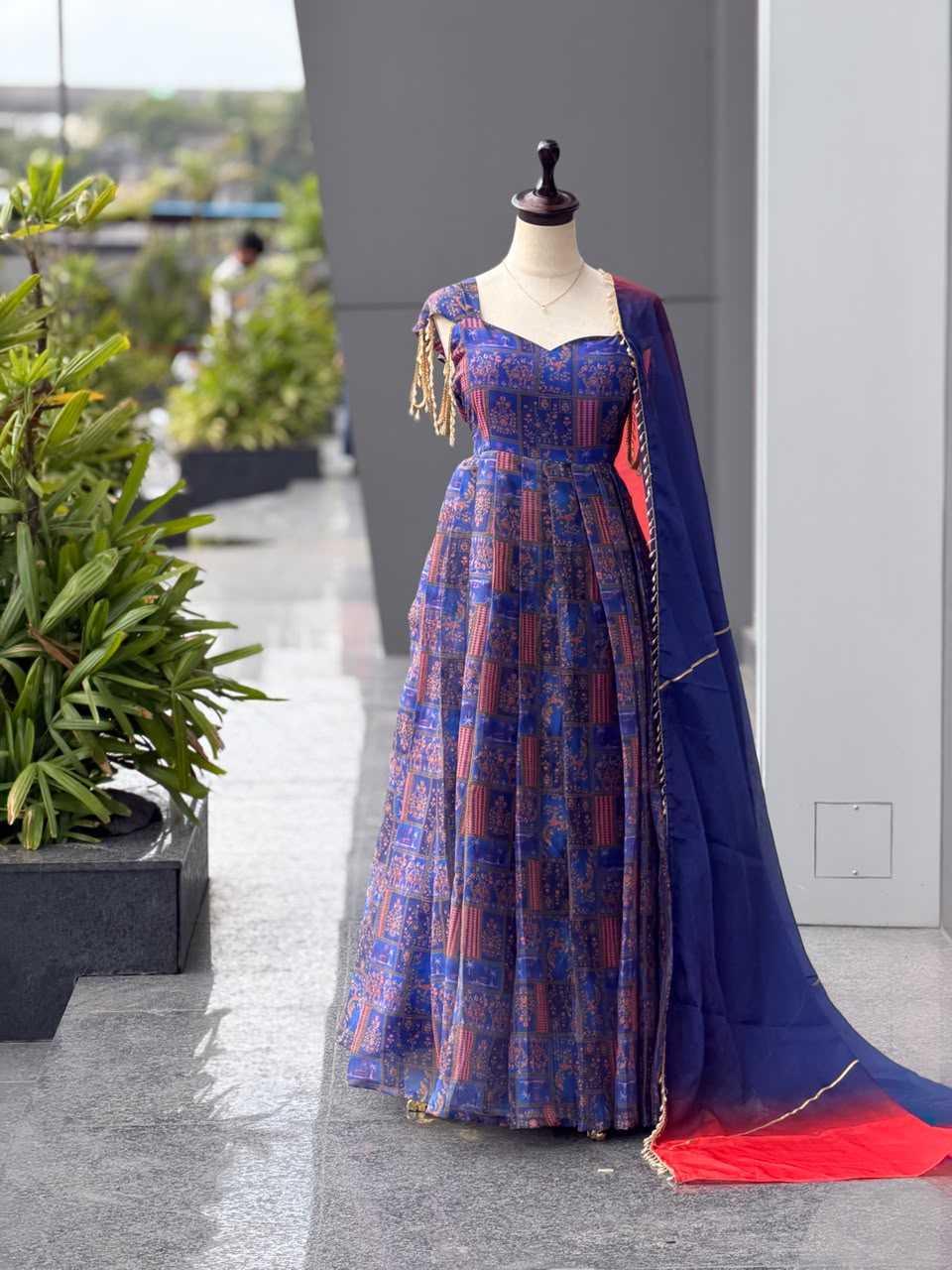 YNF Wholesale Organza Silk Printed Gowns  | Surat Manufacturer