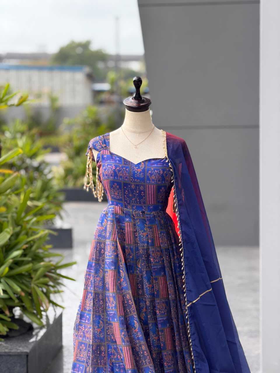 YNF Wholesale Organza Silk Printed Gowns  | Surat Manufacturer