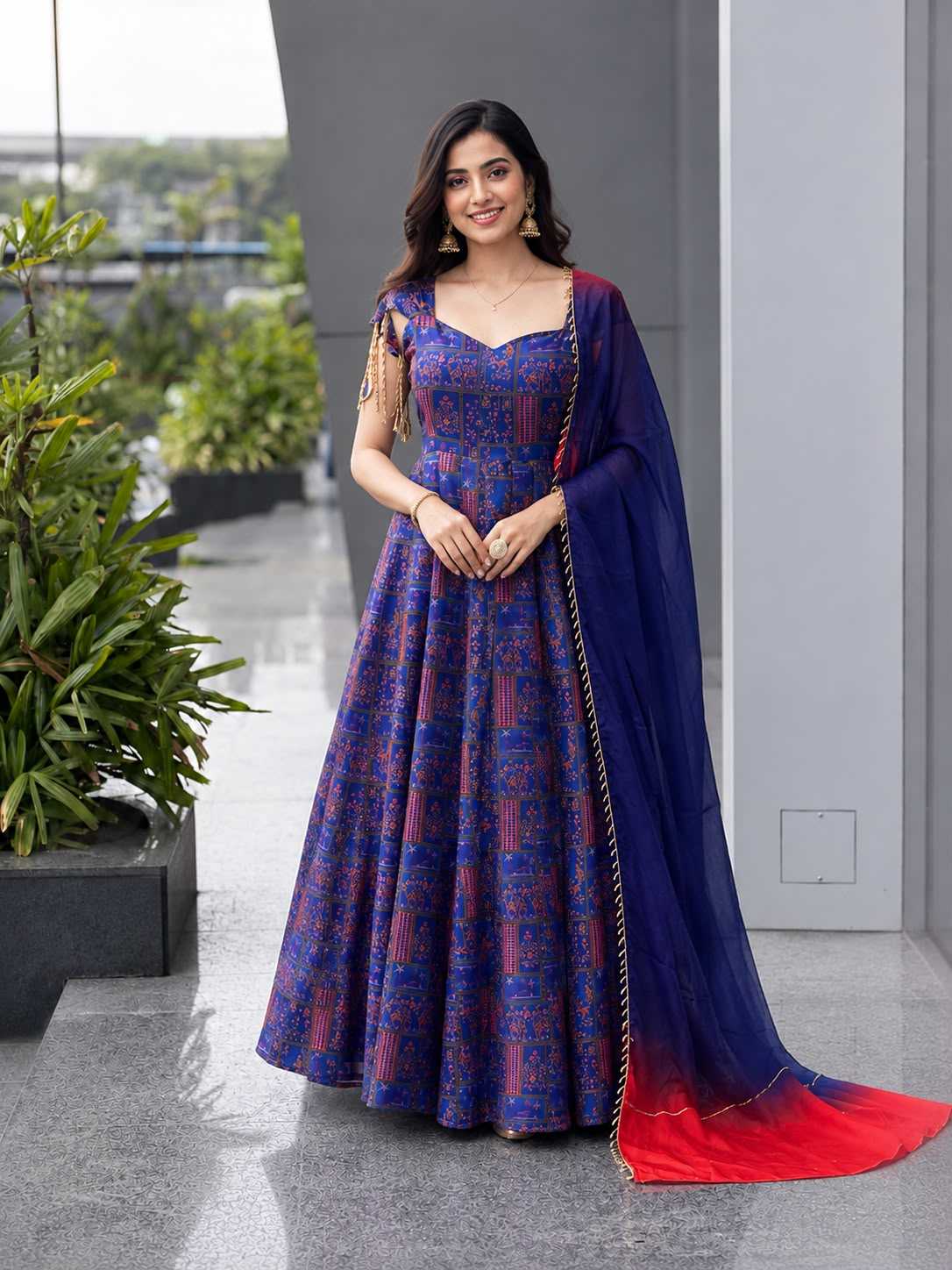 YNF Wholesale Organza Silk Printed Gowns  | Surat Manufacturer
