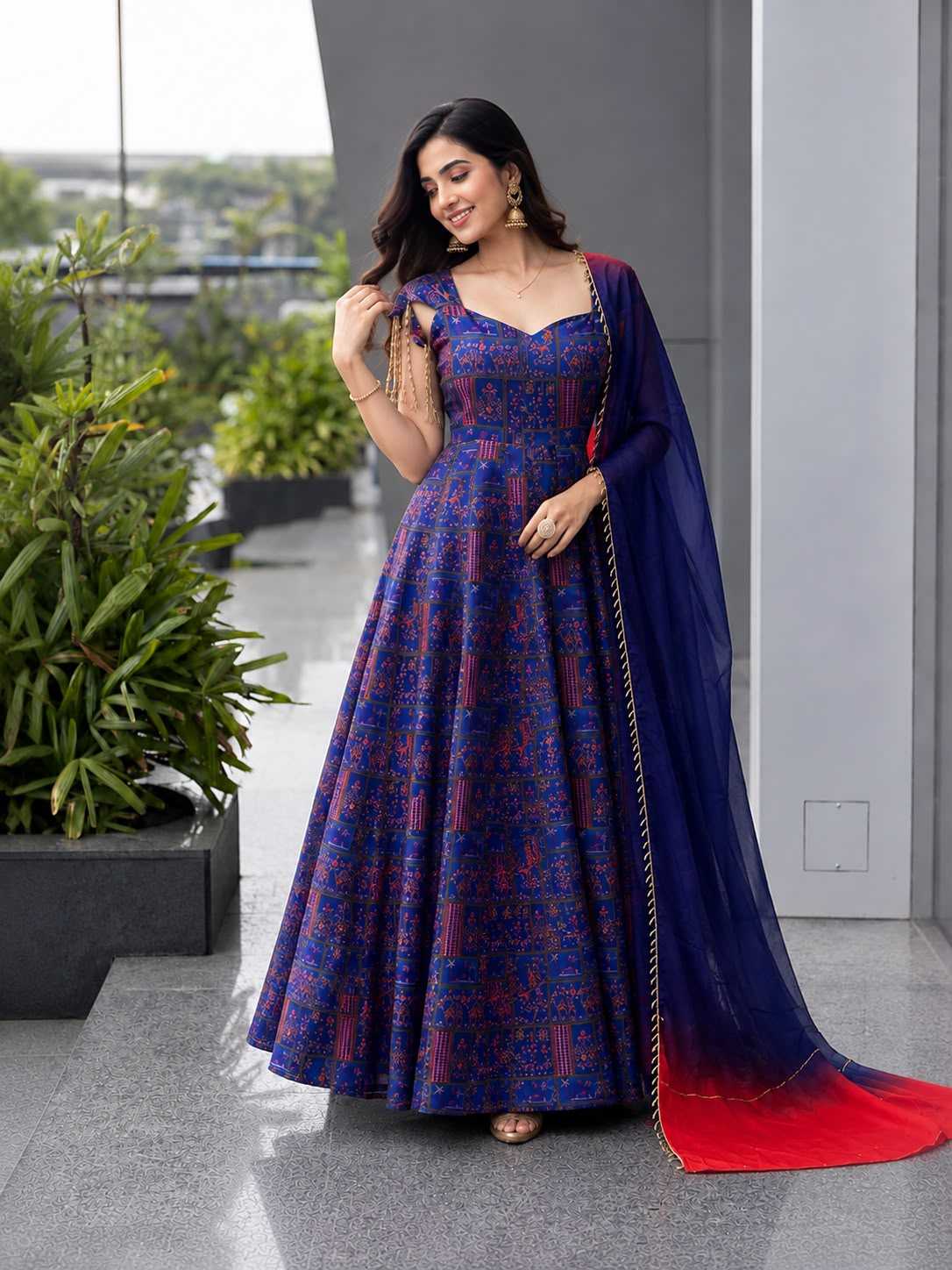 YNF Wholesale Organza Silk Printed Gowns  | Surat Manufacturer