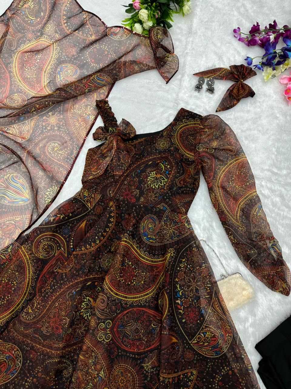 YNF Wholesale Organza Silk Printed Suits  | Surat Manufacturer