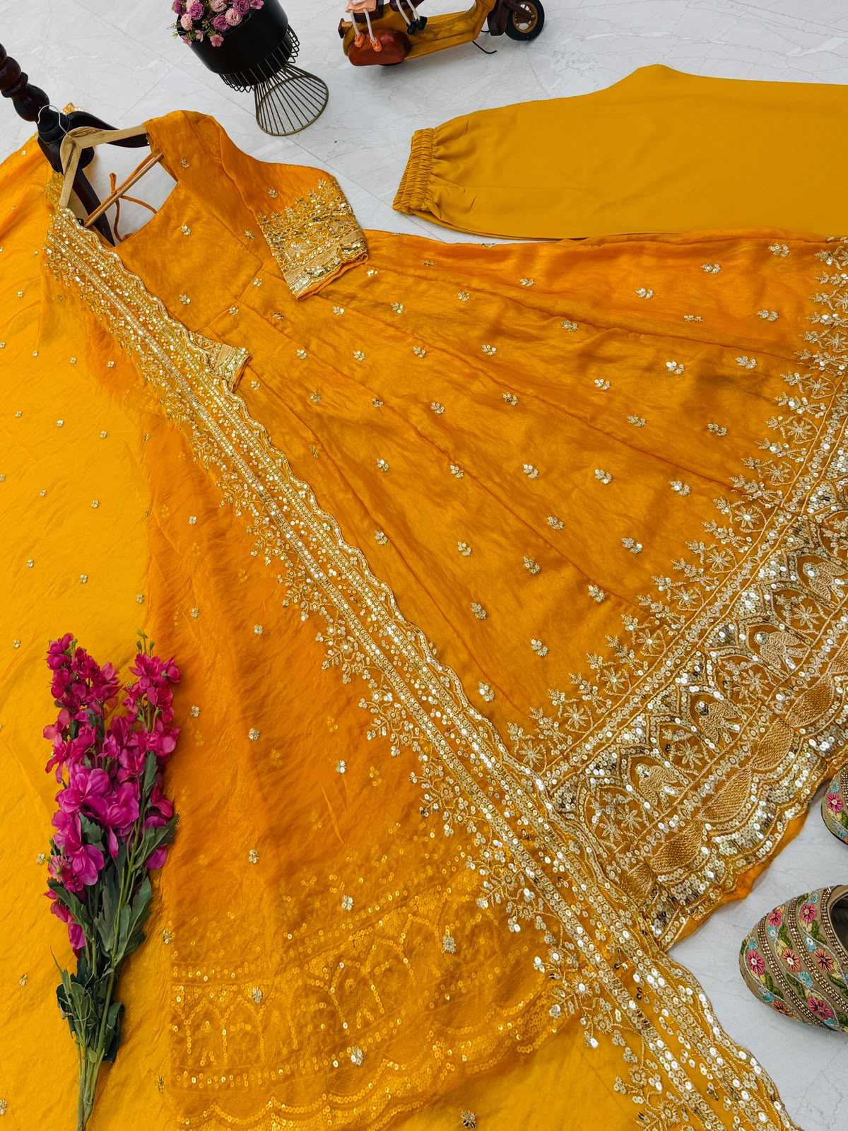YNF Wholesale Silk Embroidery Gowns  | Surat Manufacturer