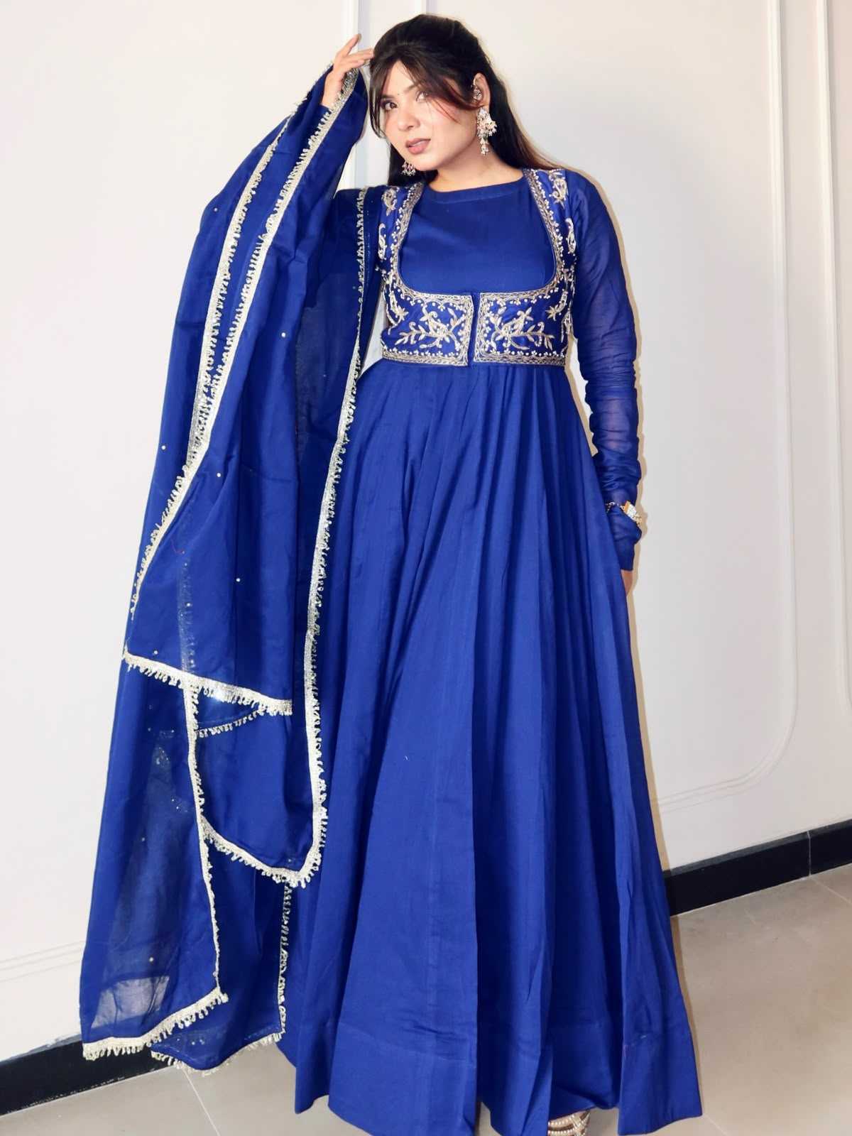YNF Wholesale Heavy Roman Silk Embroidery Gowns  | Surat Manufacturer
