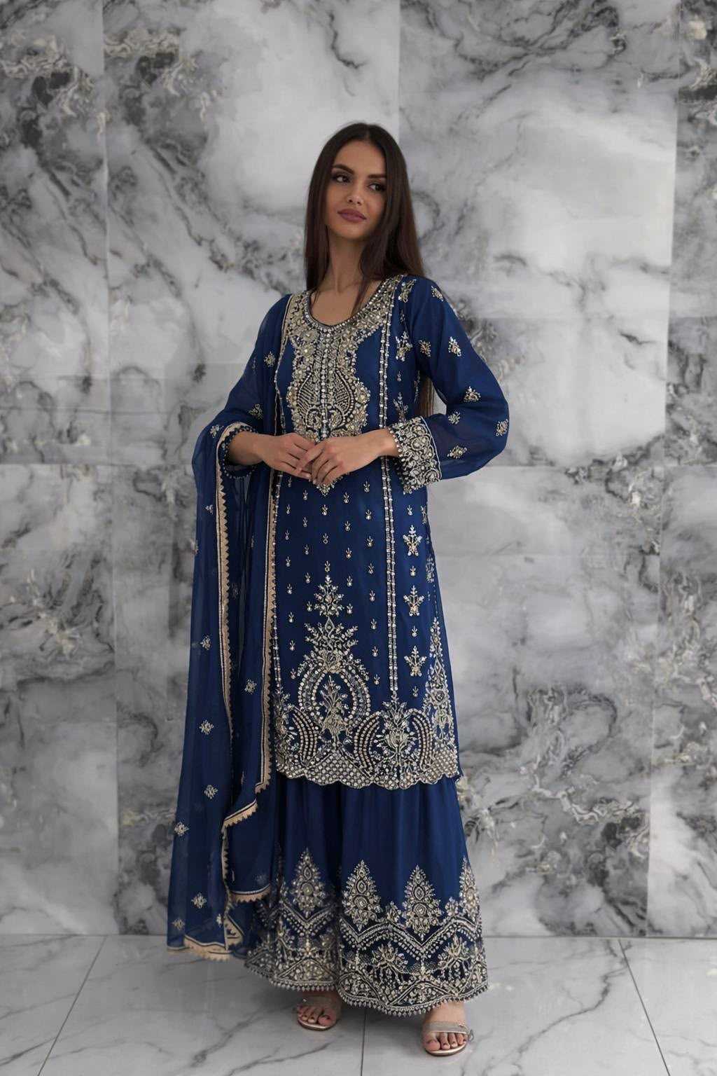 YNF Wholesale Chinon Silk Sharara Salwar Suits  | Surat Manufacturer