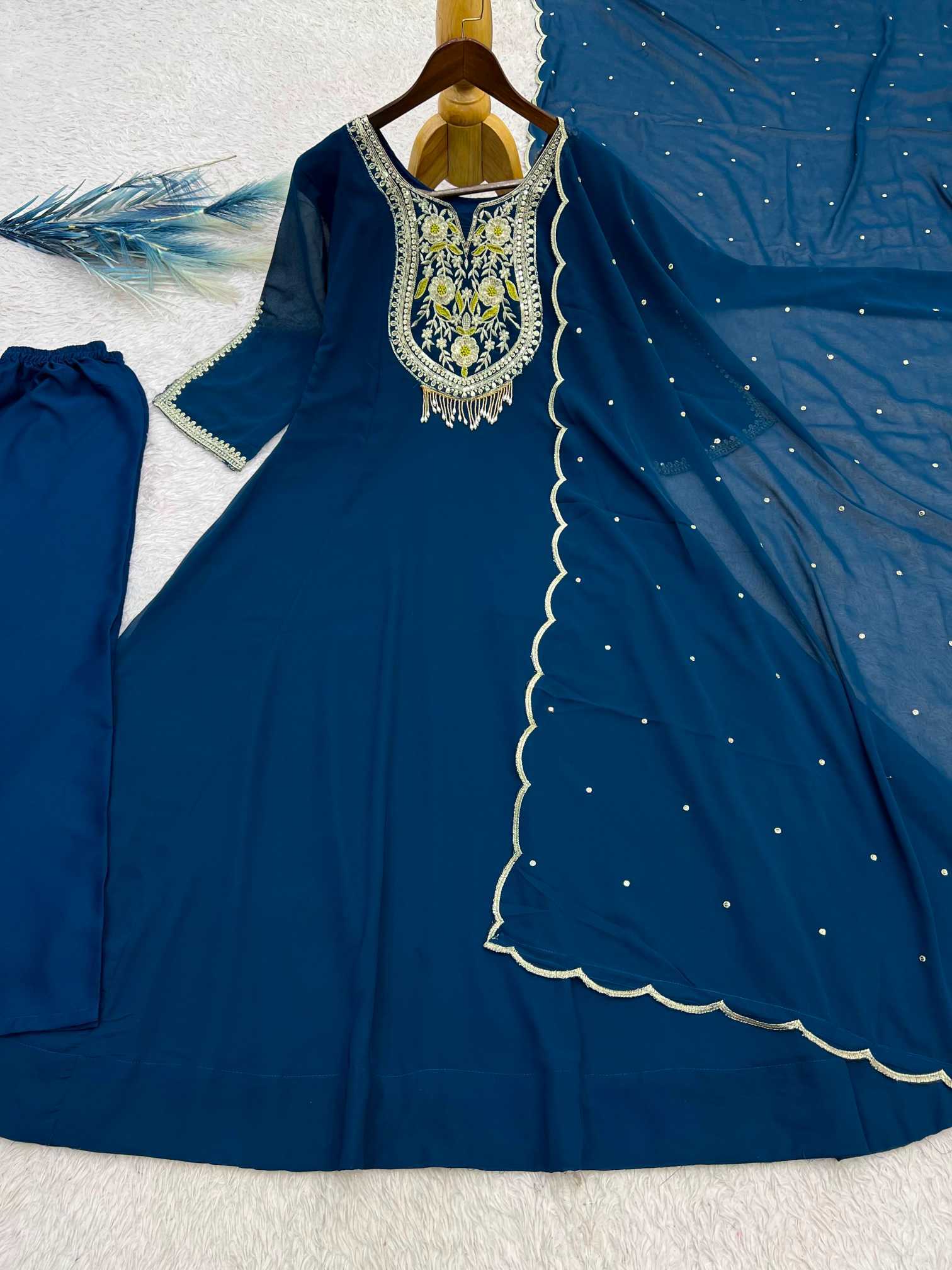 YNF Wholesale Faux Georgette Embroidery Gowns KESH159 650 | Surat Manufacturer