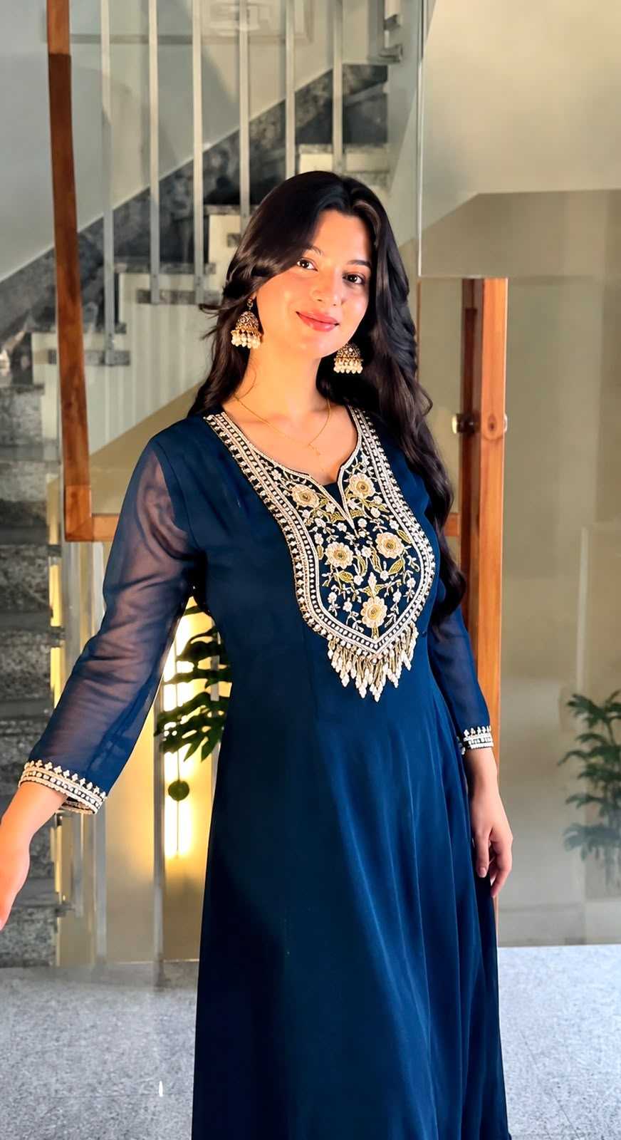 YNF Wholesale Faux Georgette Embroidery Gowns KESH159 650 | Surat Manufacturer
