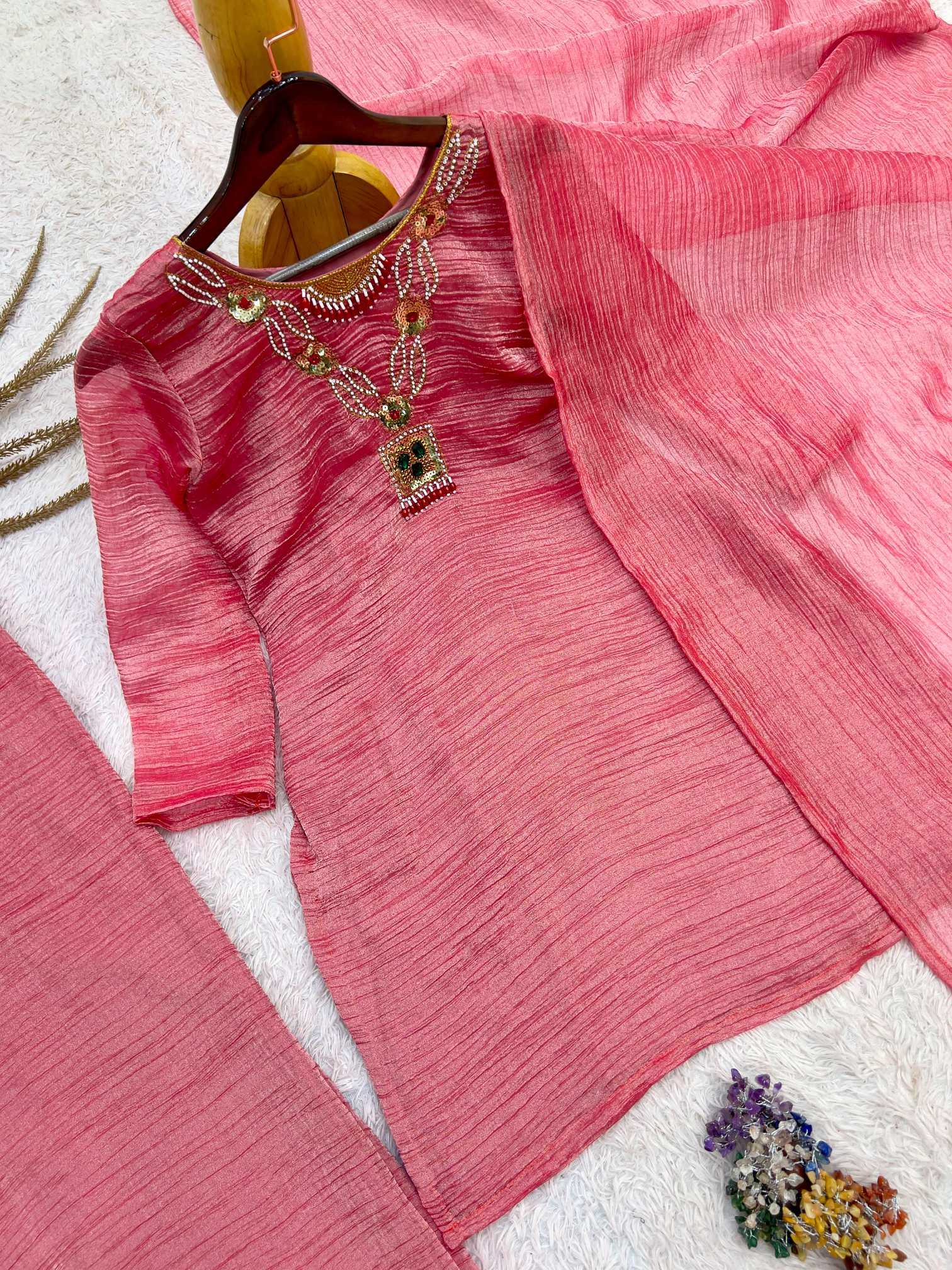 YNF Wholesale Crush Silk Palazzo Suit  | Surat Manufacturer
