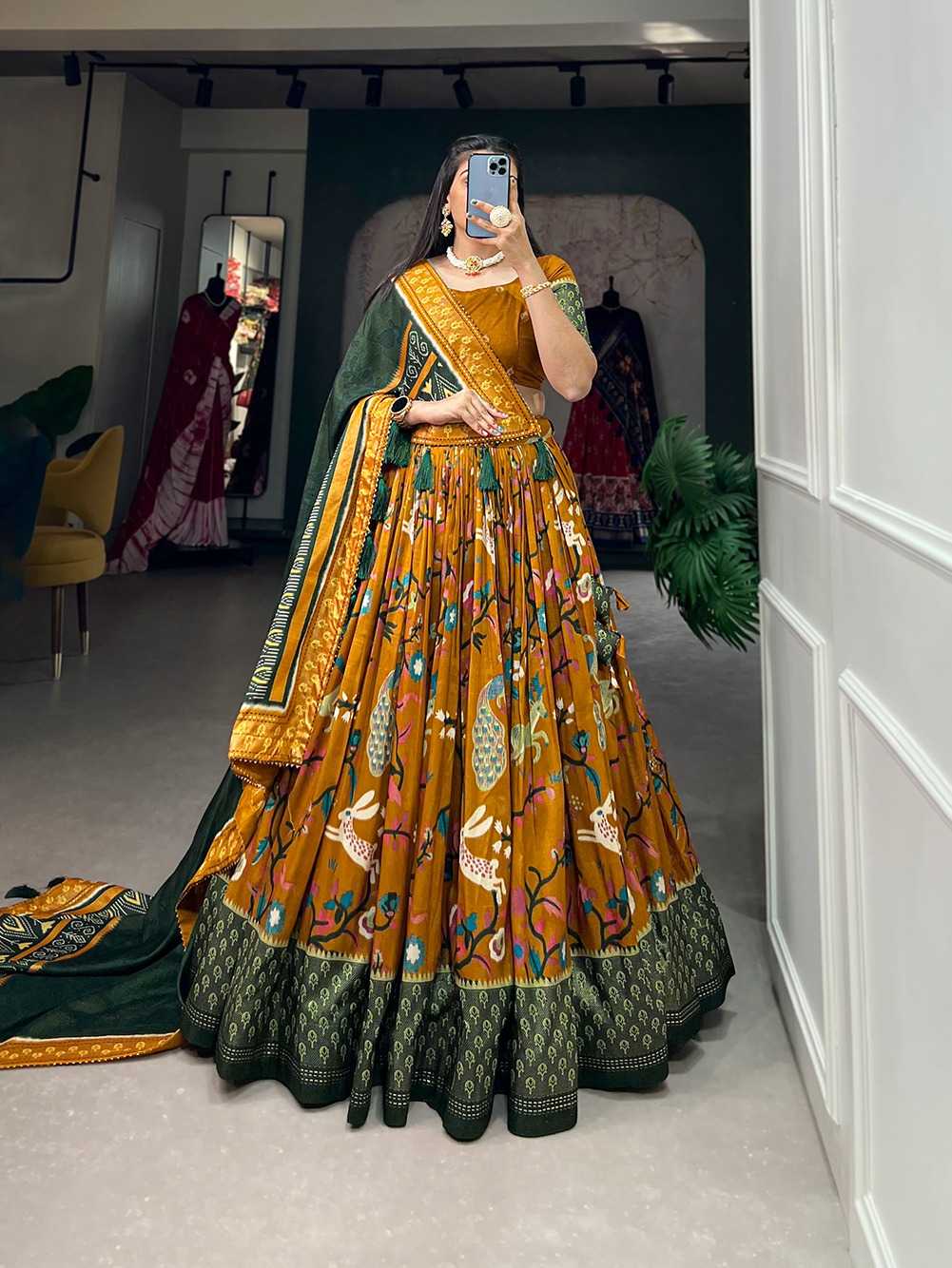 YNF Wholesale Tussar Silk Printed Lehenga  | Surat Manufacturer