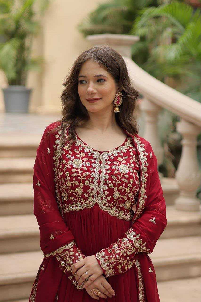 YNF Wholesale Faux Blooming Embroidery Gowns  | Surat Manufacturer