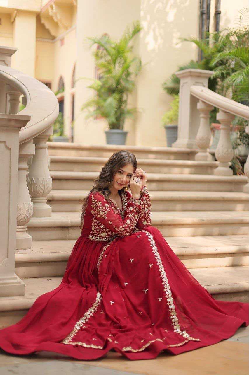 YNF Wholesale Faux Blooming Embroidery Gowns  | Surat Manufacturer