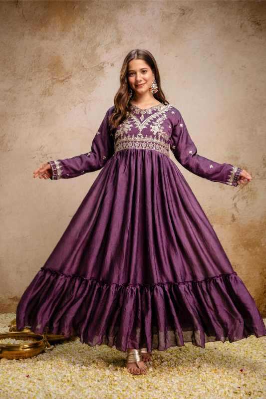 YNF Wholesale Rangoli Silk Embroidery Gowns  | Surat Manufacturer