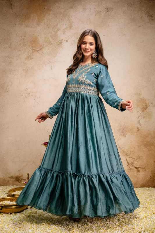 YNF Wholesale Rangoli Silk Embroidery Gowns  | Surat Manufacturer